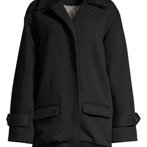 ATM faux‎ shearling collar lined coat L